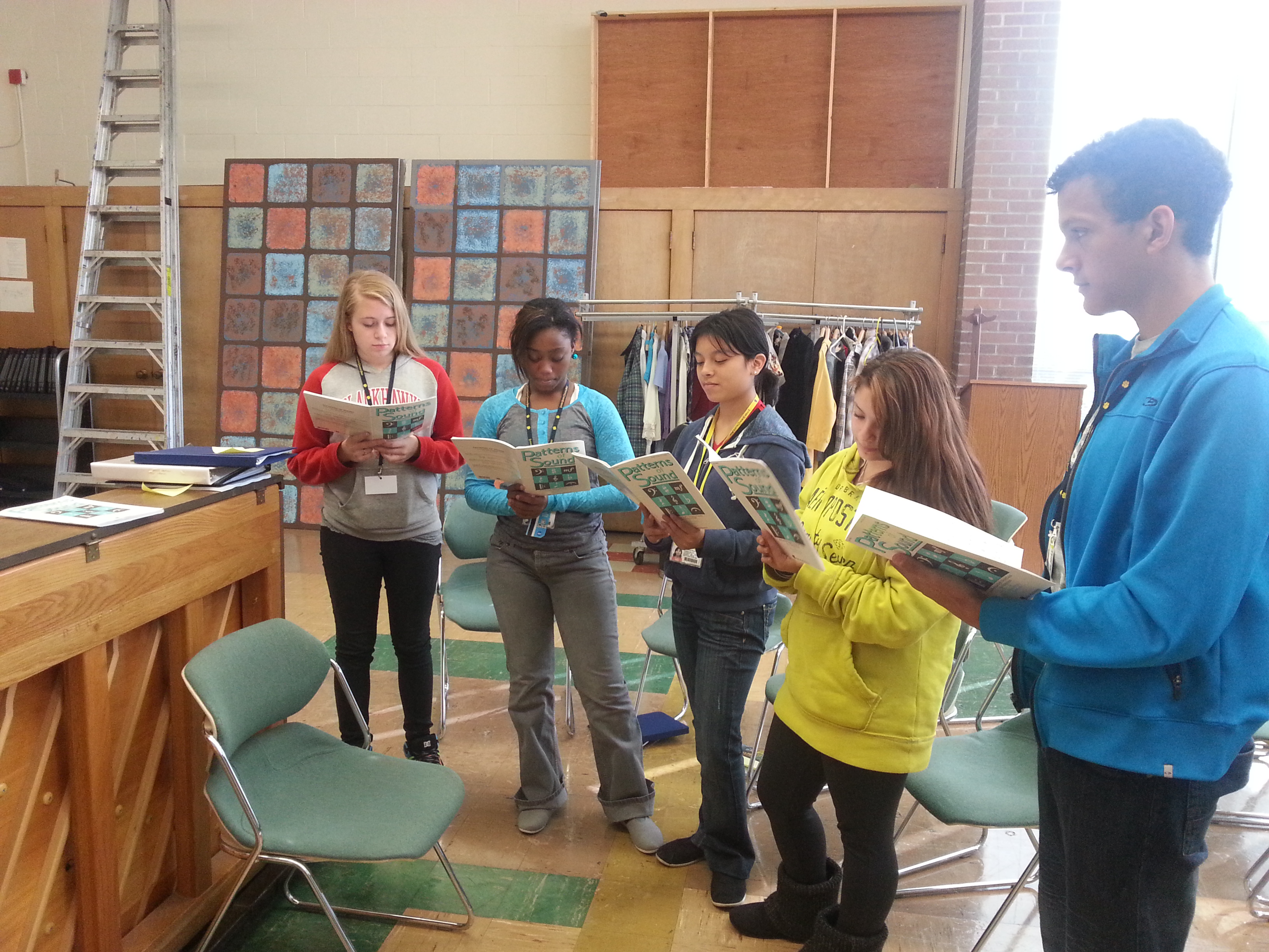 Fine Arts Academy students in their Vocal Technique Class working on sightreading and intervals.
